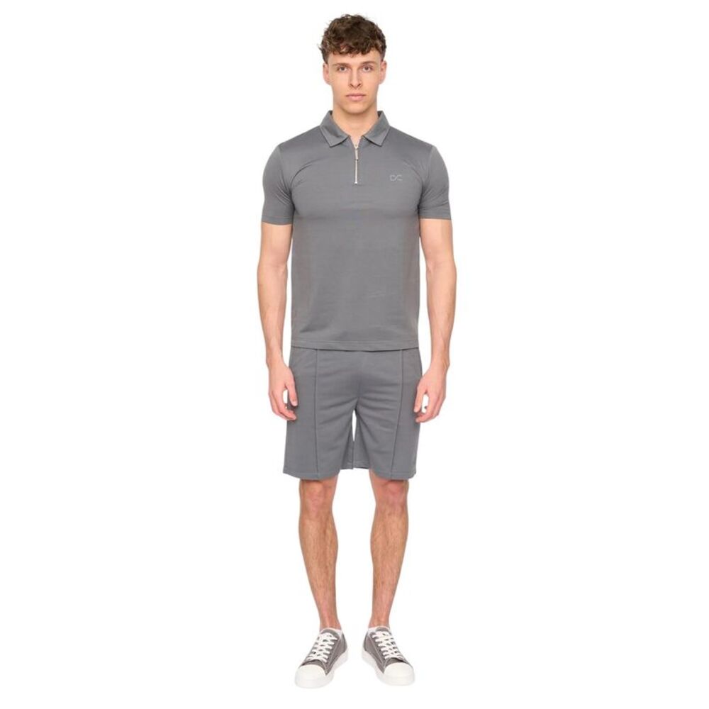 Duck and Cover Mens Medford Pintuck Everyday Polo and Shorts Set / Gray